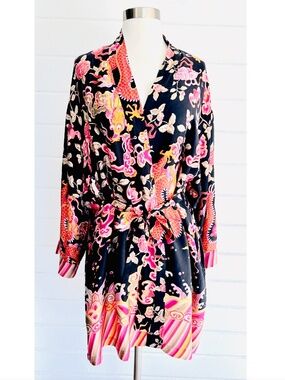 Vintage Y2K VICTORIA'S SECRET 100% Silk Short Wrap Robe in Dragon Print - OS